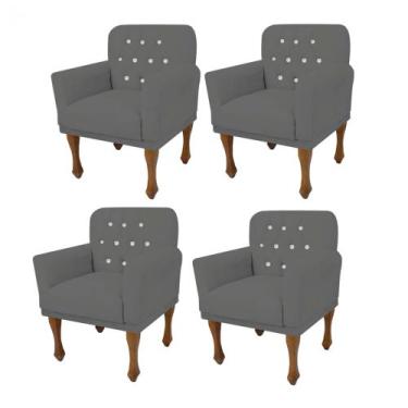 Imagem de Kit 04 Poltrona Cadeira Decorativa  Mona com Strass Sala de Estar Rece