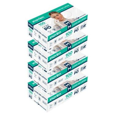 Imagem de Luvas descartáveis Látex com Pó Inoven 400 unidades Kit 4 caixas Limpe