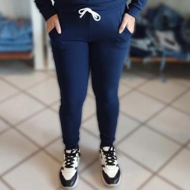 Imagem de Calça Moletom Feminino Inverno Frio Tecido Malha Crepe Confortável - L