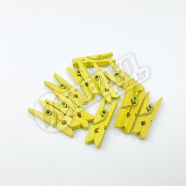 Imagem de Mini Pregador de Madeira Pequeno Amarelo 25x7x4mm (Prendedor) - 10 uni