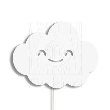 Imagem de Luminária Abajur Parede Nuvem Madeira G9 30cm Decoração Bebê - Madelum