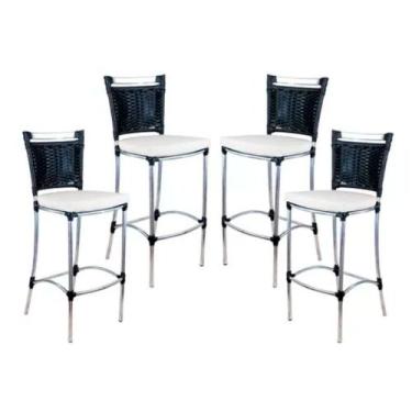 Imagem de Kit 4 Banquetas em Alumínio e Fibra Sintética JK Para Cozinha, Edícula