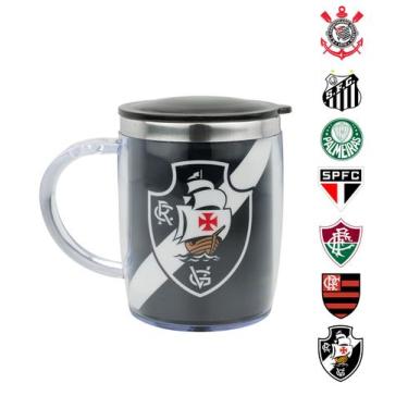 Imagem de Caneca Térmica Palmeiras Oficial Time Inox Com Tampa 450ml - Mileno