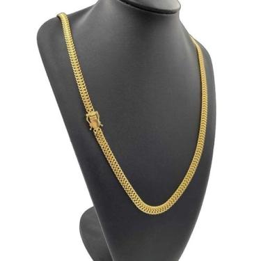 Imagem de Cordão lacraia 8m- banhado a ouro 18k - ToJoia18k, 70cm