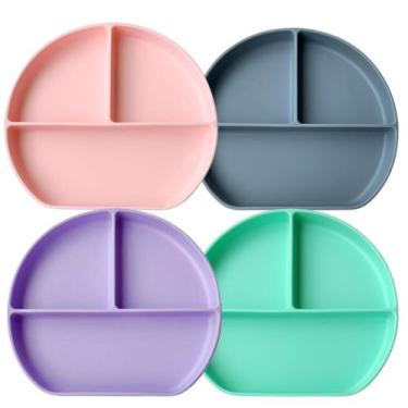 Imagem de Pratinho em Silicone com Divisória e Ventosa Alimentação do Bebê Prato