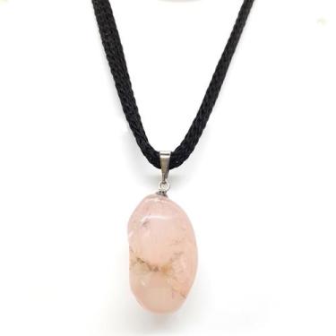 Imagem de Colar de Pedra Quartzo Rosa Natural Paz e Purificação 2 cm - Flash
