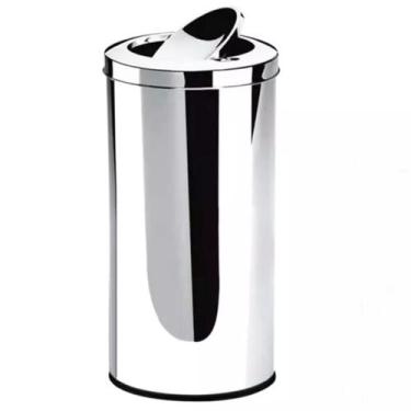 Imagem de Lixeira Cesto Basculante Inox 20L Tampa Banheiro Cozinha - Tesla Store