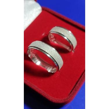 Imagem de Alianças Prata 950 Namoro e Cmpromisso 6 mm Fosca com Lisa - Prata 950
