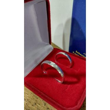 Imagem de Alianças Compromisso de Prata 950 Lisa 3 mm - Ouro 18 kilates