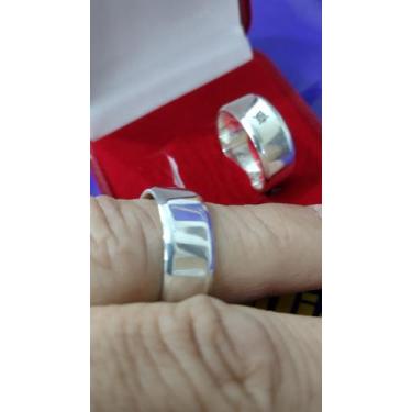 Imagem de Alianças 10 mm Namoro Prata 950  Namoro e Cmpromisso Lisa Com uma Pedr