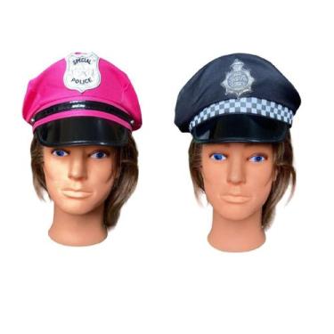 Imagem de Kit Casal Policial Chapéu Quepe Fantasia Carnaval -2 Peças - Blook