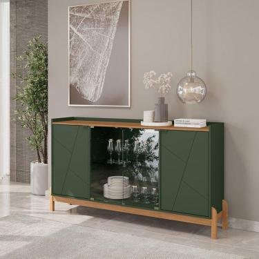 Imagem de Buffet Aparador 170cm 4 Portas Bari Verde Oliva / Cedro