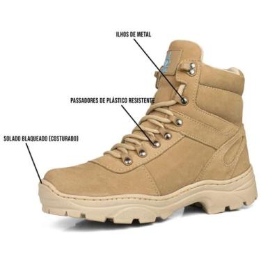 Imagem de Bota Coturno Militar Desert Em Couro Cano Médio Palmilha Em Gel - SBL,