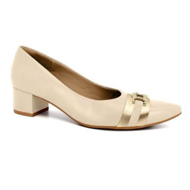 Imagem de Scarpin usaflex salto bloco ref mm0502 feminino, 35, Creme