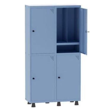 Imagem de Armário Guarda Volume Locker Roupeiro Insalubre 2 Vãos 04 Portas Com P