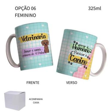 Imagem de Caneca 325ml Flork Médico Veterinário Médica Veterinária - LARANJA E M