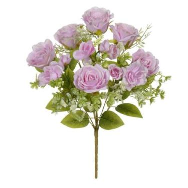 Imagem de Buque de rosas microp 15 botoes rosa outono 43cm florarte - Flor Arte