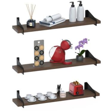 Imagem de 3 Prateleiras Suspensa Estilo Industrial Madeira 60cm UN PM - Unidas S