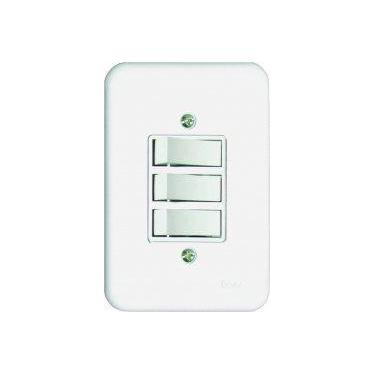 Imagem de Conjunto Interruptor 3 Teclas Simples 10A Embutir Radial Branco Comple