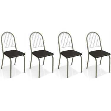 Imagem de Cadeira de Cozinha Noruega 2C077 Kit 4 Un Niquel/Preto 110 - Kappesberg
