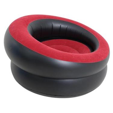 Imagem de WeiLaiKeQi Cadeira inflável sofá de ar reunindo único assento sofá inflável cadeira inflável para gramado interior jardim sala de jogos quintal, Vermelho Preto