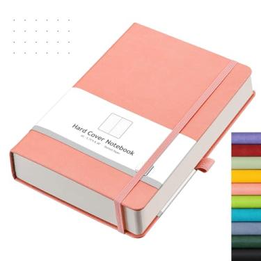 Imagem de AHGXG Caderno pontilhado Bullet – 320 páginas numeradas com pontos e caderno grosso A5, papel pontilhado grosso de 100 g/m², capa dura de couro, bolso interno, 14 cm × 21 cm – Rosa