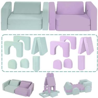 Imagem de CAPAKIDS Sofá infantil, sem odor e amigo da pele, modular para crianças de 1 a 12 anos, castelo de espuma e sofá de chão para sala de jogos