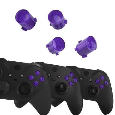 Imagem de eXtremeRate Botões ABXY para Xbox Elite Controller Series 2 Core, Elite Serie 1 peças de reposição, botões de ação de dois tons para Xbox Series X/S, para controle Xbox One S/X - transparente e roxo