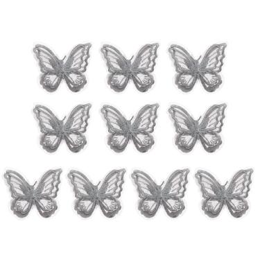 Imagem de PATIKIL 10 apliques de borboleta de renda bordada, 5 cm x 6,1 cm, aplique de ferro costurado em borboleta com aplique de organza de camada dupla para roupas, vestidos de casamento, faça você mesmo,
