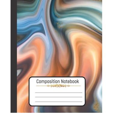 Imagem de Composition Notebook: Liquid Marble Gold Ink Liquid Painting Workbook for Girls Kids Teens Students, Wide Ruled Lined Paper Notebook Journal
