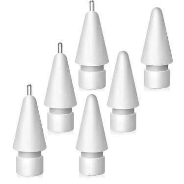 Imagem de Pontas de substituição compatíveis com Apple Pencil 1ª/2ª geração, pontas de lápis para iPad Pro Pencil 2/1 geração (pacote com 6 (misto))