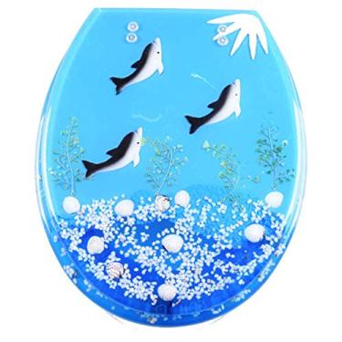 Imagem de Assento de vaso sanitário em forma de U/V/O Tampa de vaso sanitário universal com desaceleração, ultra resistente, tampa de assento de vaso sanitário espessada e fixa, tampa de banheiro para uso