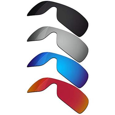 Imagem de RockShell Lentes polarizadas de substituição para óculos de sol Oakley Batwolf OO9101 – Preto (Jet Black), vermelho vulcânico, azul gelo, prata GT, Preto (Jet Black) Vermelho Lava + Azul Gelo + Prata