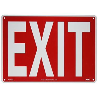 Imagem de NMC M718AB Placa de saída/entrada, Legend"EXIT", 35,5 cm de comprimento x 25,4 cm de altura, alumínio 0,40, branco no vermelho