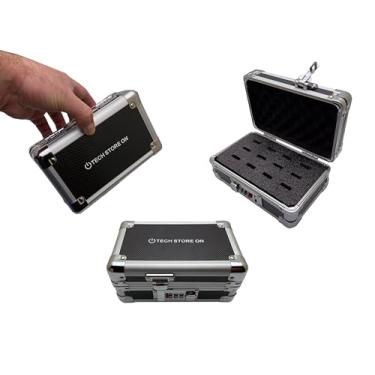 Imagem de Caixa organizadora portátil USB para armazenamento de polegar, unidade de memória flash com trava de combinação segura e espuma antiestática à prova de choque (alumínio, 12 compartimentos USB)