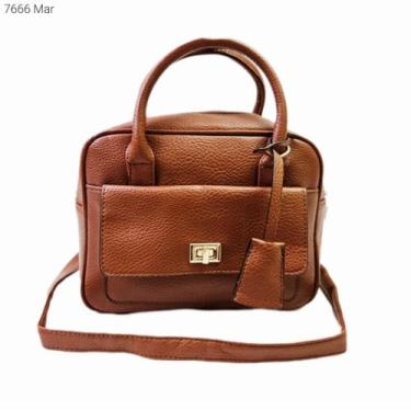 Imagem de Bolsa Feminina estilo Baú de Mão / Transversal 7666 - H2 Bolsas, Marro