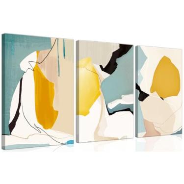 Imagem de ouiytws Impressão em tela de arte de parede abstrata simples em bloco de cores, emenda de padrão irregular de cor estilo simples moderno, usado principalmente na sala de estar, estudo, decoração de