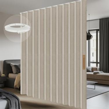 Imagem de Cortinas divisórias 100% blackout – Painel de cortina de privacidade total, cortina de redução de ruído com isolamento térmico para janelas de quarto, inclui trilho de teto (branco creme, L100 x C96