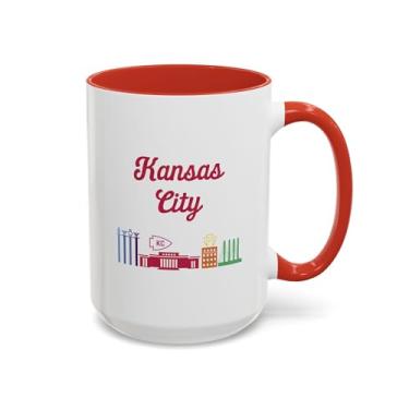 Imagem de Caneca de café Kansas Accent (11, 425 g) - Copo de lembrança vintage do estado, presente de lembrança do mapa do Kansas, xícara de chá do viajante do meio-oeste, Kansas