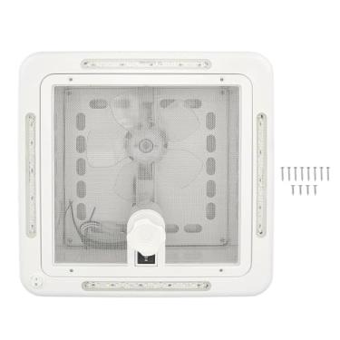Imagem de Ventilador de ventilação do telhado Brilluxa RV, 11 x 11in, 12V, baixo ruído, exaustor de admissão de modo duplo, com barra de luz 4pcs, para campista, trailer, iate