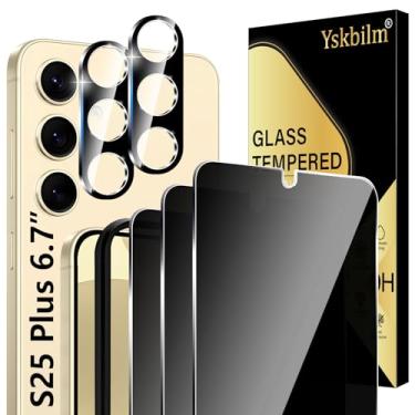 Imagem de U. EHome (Pacote com 3+2) Protetor de tela de privacidade para Samsung Galaxy S25 Plus 6,7 polegadas + protetor de lente de câmera, antiespião, 9H, à prova de estilhaçamento, sem bolhas, compatível