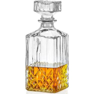 Imagem de Licoreira Garrafa De Vidro Para Uísque 900ml Decorativa Relevo Cristal