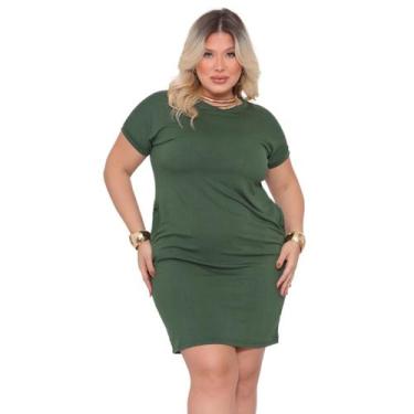 Imagem de Vestido Curto Feminino Liso Malha Bolso Moda Plus Size - Conceitual St