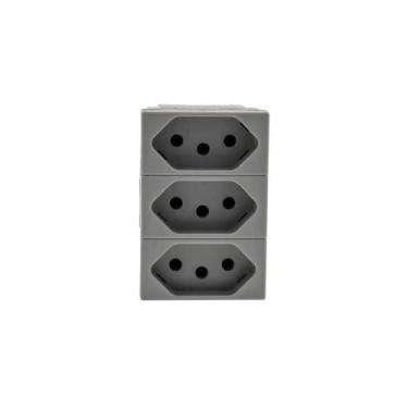 Imagem de Módulo Tomada 2P+T 10A Cinza Tríplex Pial Plus+ 615043CZ+ - Legrand