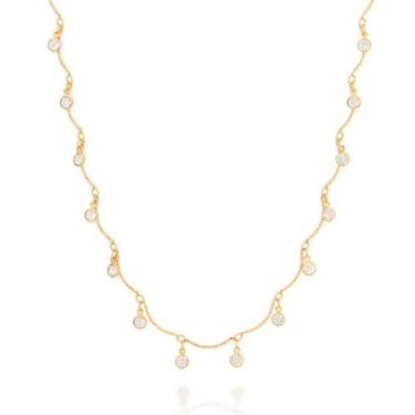 Imagem de Colar Para Festa Com 22 Zircônias Rommanel Banhado A Ouro 18k Lindo El