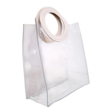 Imagem de Sacola Transparente Com Alça Bolsa Presente Lembrancinha PVC - Multiar
