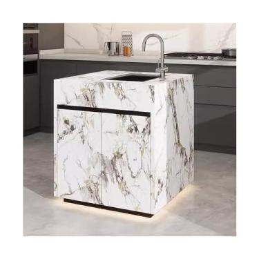 Imagem de Carrinho de Armazenamento Balcão De Ilha Com Pia Separada, Cozinha Aberta, Mesa De Jantar Móvel, Guia De Mesa, Balcão De Bar Carrinho de Armazenamento