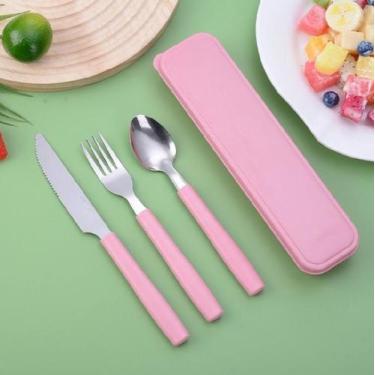 Imagem de Estojos De Talher Inox 3 Peças Para Marmita - GENERICO, ROSA