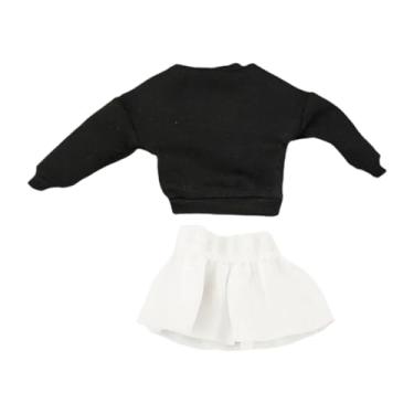 Imagem de MERIGLARE 1/12 pulôver de manga longa e fantasia de saia casual fora do ombro moletom para 6 polegadas fêmeas roupas corpora de bonecas accs se vestem , Top Preto