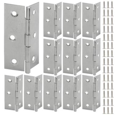 Imagem de Luomorgo Pacote com 12 mini dobradiças de 3 polegadas, dobradiças de aço inoxidável, dobradiças de porta dobrável pequena para caixa de madeira, artesanato (prata)